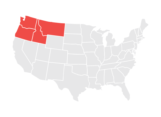Map of the Regional Areas Served by NWABA, Including Washington, Oregon, Idaho, and Montana