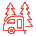 Red Camper and Tree Icon