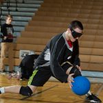 Blind Goalball Athlete Throwing Blue Ball