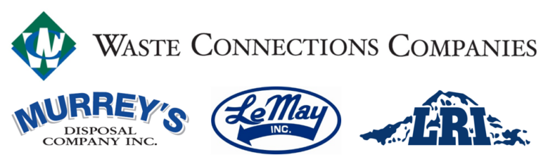 Waste Connections Companies logos including Murrey's Disposal Company Inc, Le May Inc, and LRI
